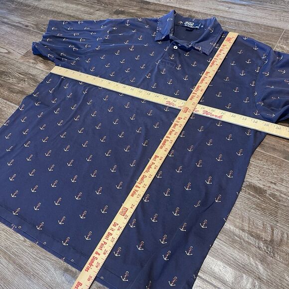 Vintage Polo Ralph Lauren Shirt Mens XL Blue Anchors AOP Boating Geometric - Picture 13 of 13